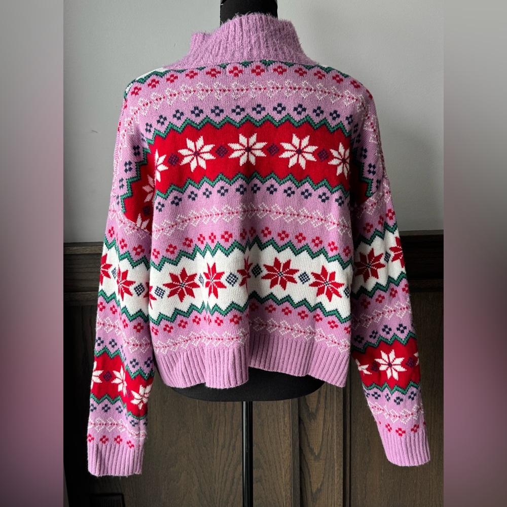 32 Degrees Purple and Red Patterned Turtleneck Sweater holiday XL - Picture 4 of 7